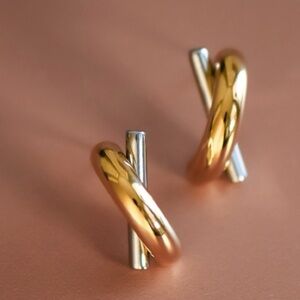 18K Two Tone earrings (2028)